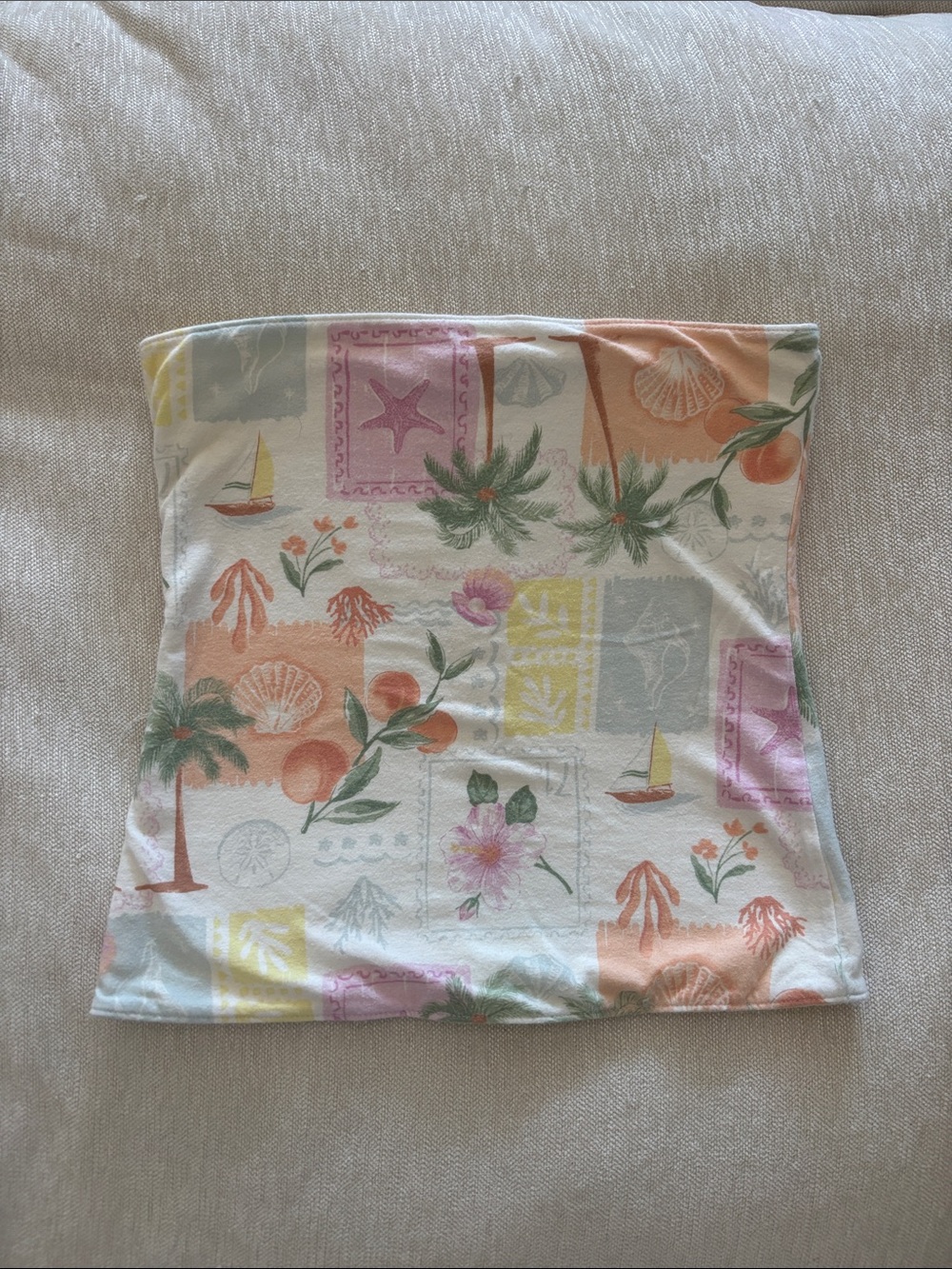Hollister Tropical Pastel Tube Top - Multicolor Floral & Palm Print